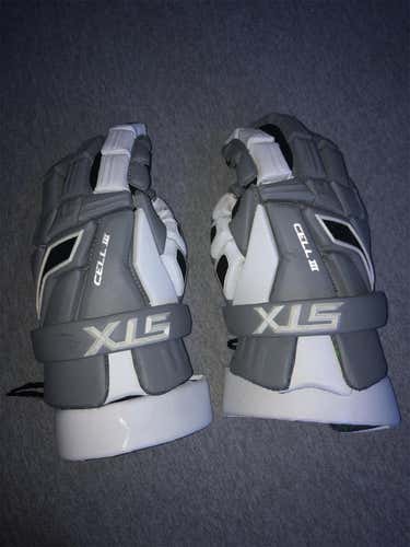 Gray Used Player's STX Cell III 12" Lacrosse Gloves