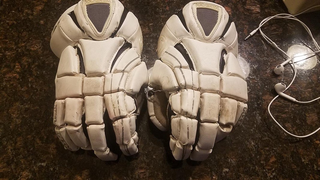 White Used Player's Maverik Rome RX Lacrosse Gloves 12"