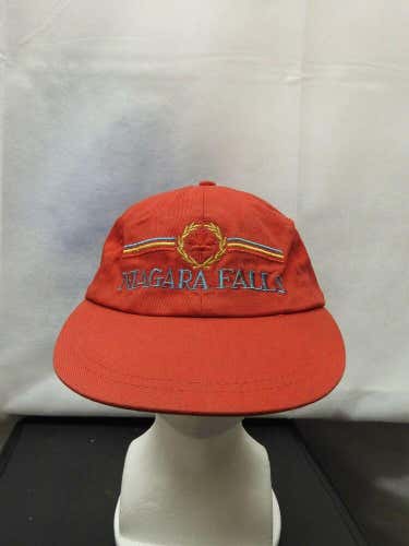 Vintage Niagara Falls Canada Red Leather Strapback Hat
