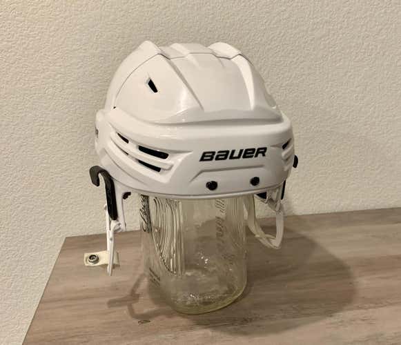 White Used Medium Bauer Re-Akt Helmet Pro Stock