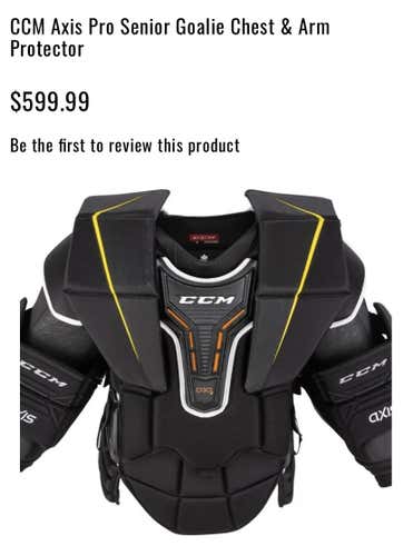 Senior Large CCM Axis D30 Pro Stock Goalie Chest Protector