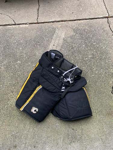 Black Used Senior XL Vaughn Hockey Goalie Pants Pro Stock