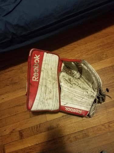 White/Red Used Senior Reebok Regular PREMIER 4 PRO glove and blocker