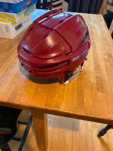 Red Used Medium Bauer Re-Akt 100  Helmet