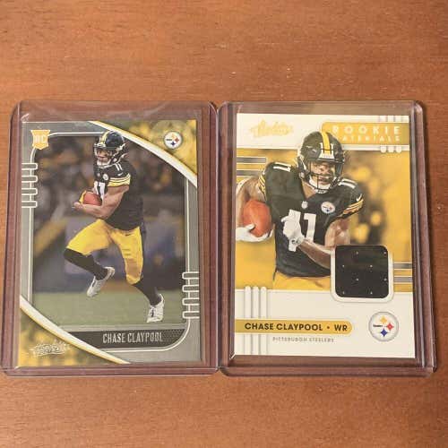 Chase Claypool Pittsburgh Steelers Panini Absolute Football Rookie 2 Card Lot
