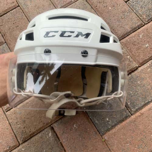 White Used Medium CCM Pro Stock Helmet