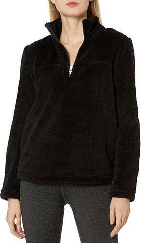 Jockey Women's Echo Sherpa Half Zip Pullover, Deep Black, Small
