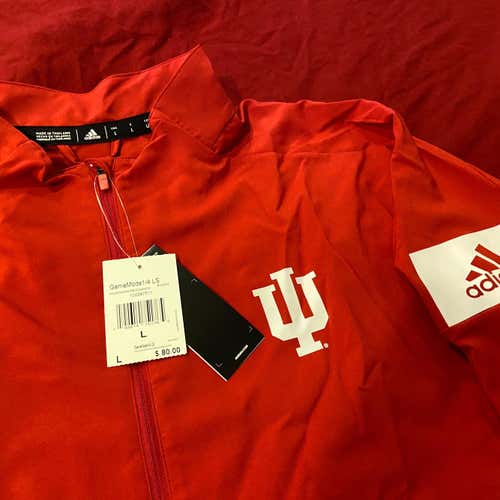 Indiana Hoosier Red Men's Large Adidas 1/4 Zip Pullover Sweatshirt