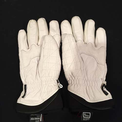 White Adult Large Leather Gloves