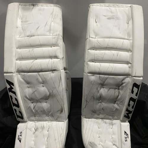White Senior 34" CCM Extreme Flex E3.5  Goalie Leg Pads