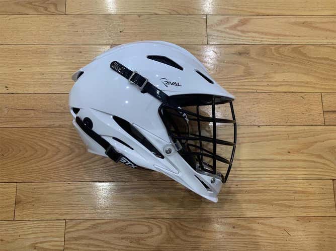 Barely Used STX Rival Helmet. White Shell, Black Cage & Chin Strap. Mint Condition. L/XL