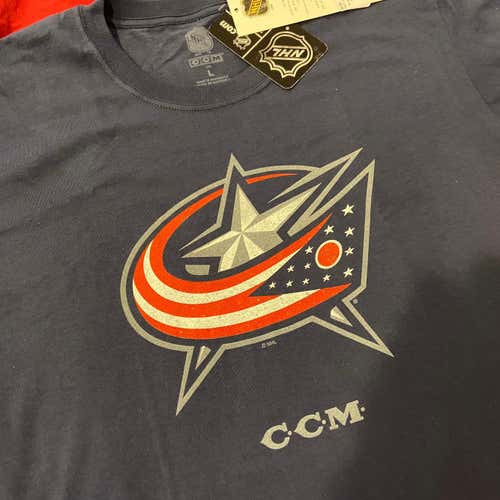 CBJ / Columbus Blue Jackets NHL 100 Blue Adult Size Large CCM T-Shirt