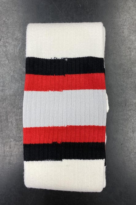 White-Black-Red-Gray New YOUTH Hockey Socks