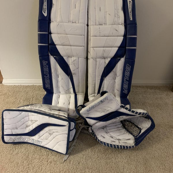 White And Blue Senior 32+2 Regular Reactor 2000 Goalie Full Set