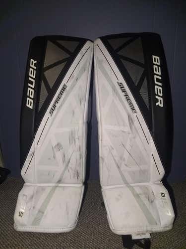 White Senior Used 34" Bauer Supreme S150 Goalie Leg Pads