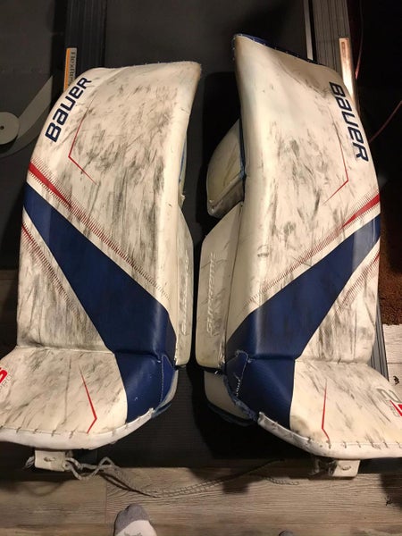 White Senior Used 35" Bauer Supreme 2S Pro Goalie Leg Pads