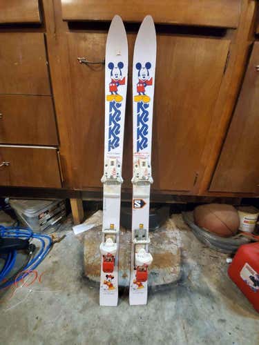 Mickey Mouse Vintage Kid's Salomon Skis With 403 Tyrolia Bindings