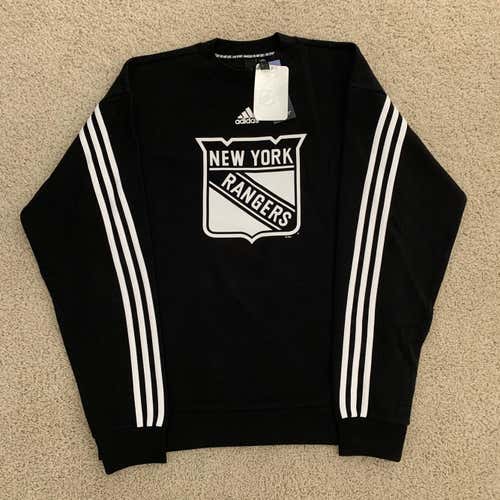 NEW! New York Rangers Adidas Black Must-Have Three-Stripe Pullover Sweatshirt Men's Size Medium