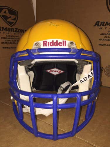 USED RIDDELL SPEED ADULT FOOTBALL HELMET - MEDIUM - GREEN BAY GOLD METALLIC