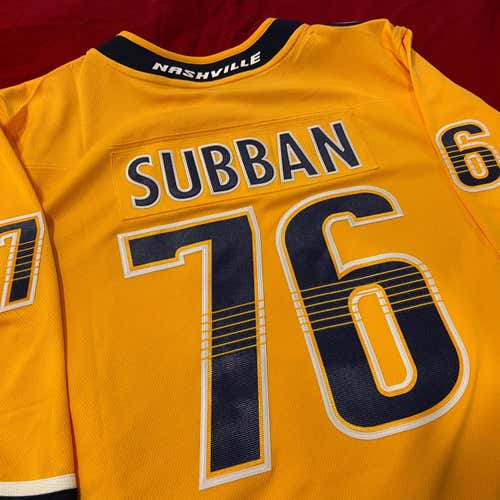 P.K. Subban Nashville Predators Fanatics Breakaway NHL Hockey Yellow Adult Large Jersey