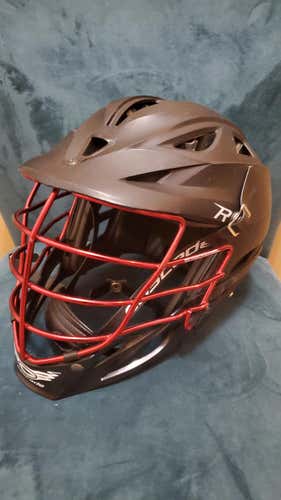 Used Cascade R Helmet Matte Black Shell Red Chrome Mask