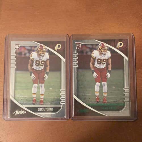 Chase Young Washington 2020 Panini Absolute Football Green Parallel Rookie lot
