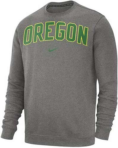 Nike Oregon Ducks Club Fleece Crew Sweatshirt grey heather Men's L/large NWT