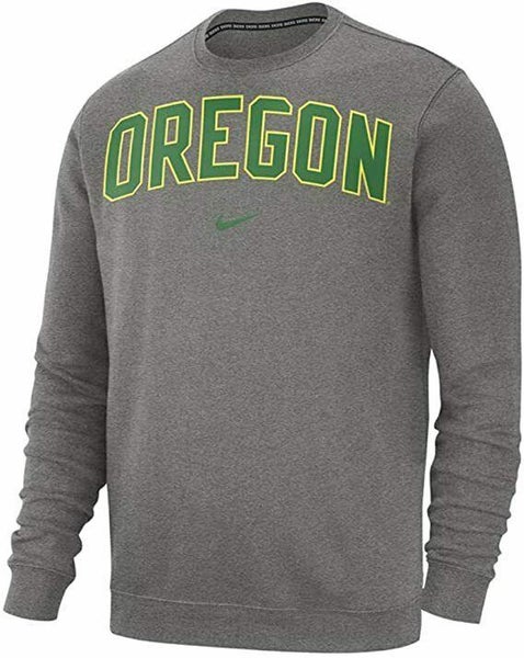 Nike Oregon Ducks Club Fleece Crew Sweatshirt grey heather Men's L/large NWT