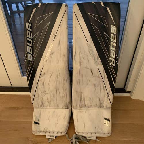 Large White Senior 34" Bauer Supreme 1s OD1N Goalie Leg Pads