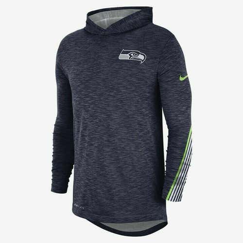Seattle Seahawks Nike Dri Fit Mens Hooded Long Sleeve Shirt Size XL AR8499-419