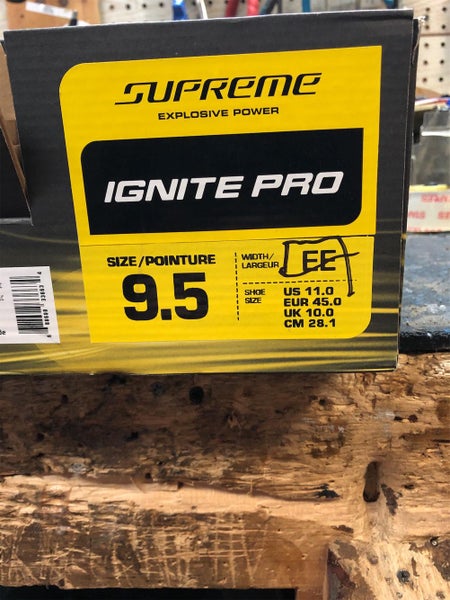 Senior Bauer Supreme Ignite Pro Extra Wide EE Width Size 9.5 Hockey Skates
