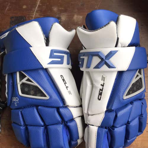Blue Used Player's STX Cell IV 14" Lacrosse Gloves