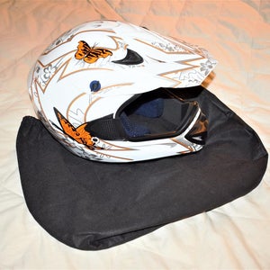 NEW - White/Orange Butterflies Helmet w/Bag, Large
