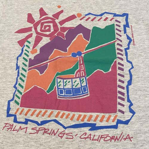 Palm Springs California T Shirt Adult Medium Gray Aerial Tramway Mountains USA