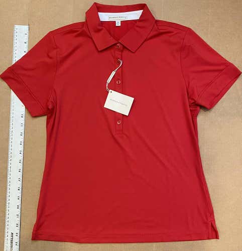 Fairway & Greene Women's Morgan Tech Jersey Polo Shirt Top Red Medium M #37589