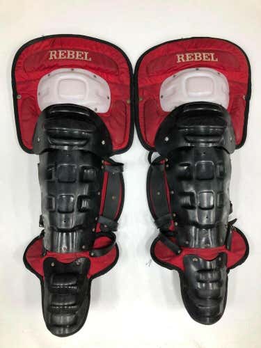Rebel Box Lacrosse Goalie Shin Leg Guards Category CAT #3 Black Red shins indoor