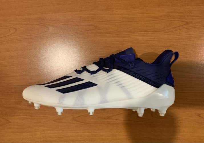 Adidas ADiZero Men’s Football Cleats (Size 13) (New) White/Navy/Mystery Ink
