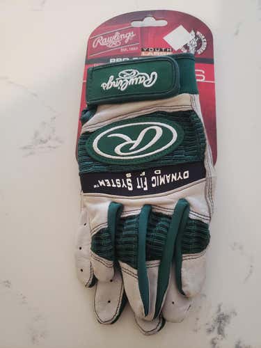 Green New Rawlings Pro Stock Batting Gloves Youth Large