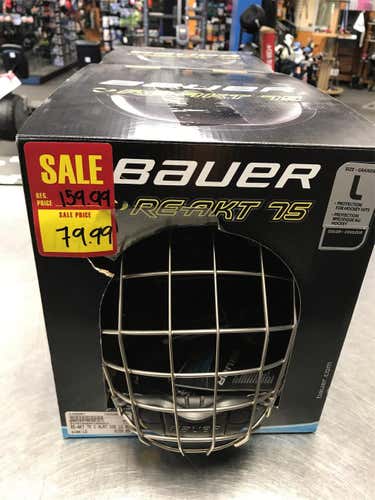 Black New Large Bauer Re-Akt 75 Helmet