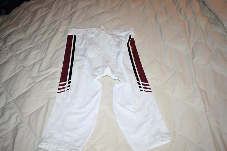 NEW - adidas Football Pants, White w/Maroon/Black Stripes, 2XL