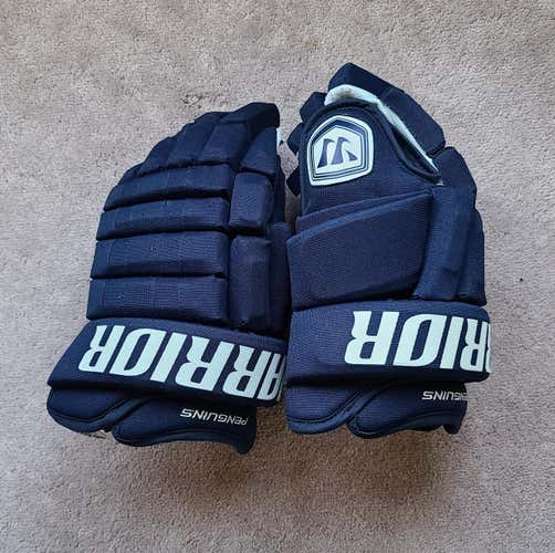 Like New -  14W Pro Stock Warrior Franchise Penguins gloves (same color as Columbus Third Jersey)