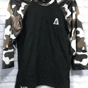 Mens Small Alpha Beast Compression Tight Fit Shirt Black / Snow Camo Sleeve