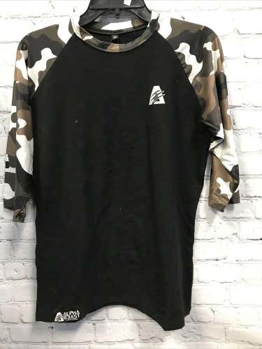 Medium Men’s Alpha Beast Compression Tight Fit Shirt Black / Snow Camo Sleeve