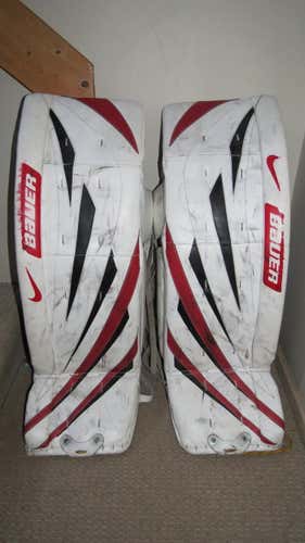 White Used Senior 37" Bauer one75 Goalie Leg Pads