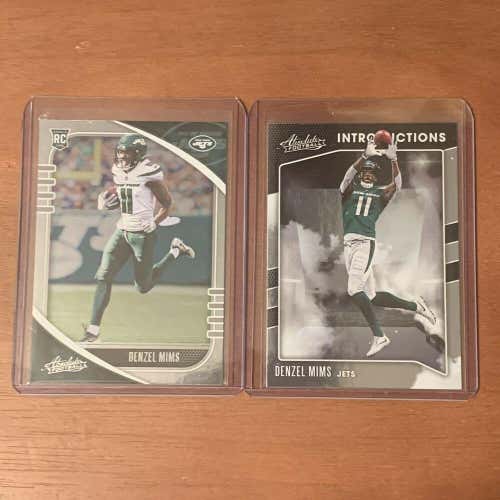 Denzel Mims New York Jets Panini Absolute Football Rookie 2 Card Lot