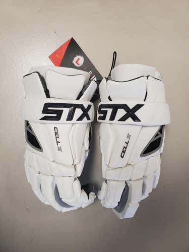 White New STX Cell IV Lacrosse Gloves 13"