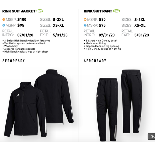 Rink Suit Jacket & Pants | Adidas TrackSuit 2020 Model