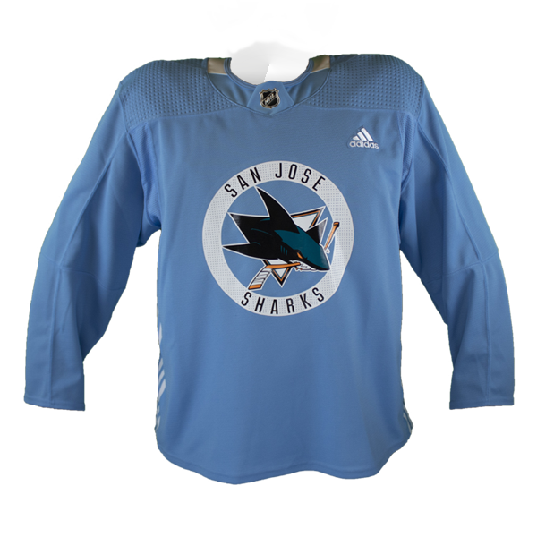 Slightly Worn San Jose Sharks Pro Stock Powde Blue Men's Size 58 Adidas Practice Jersey