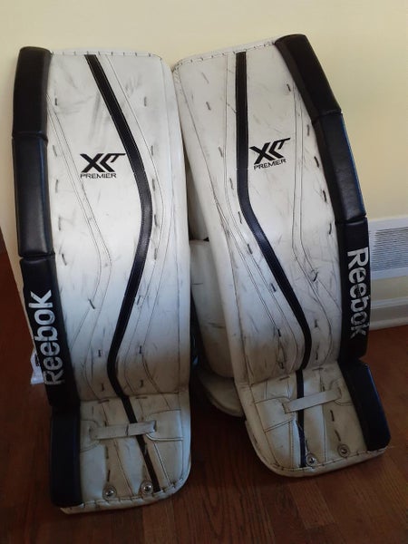 White Used Senior 35" +2" Reebok Premier XLT Goalie Leg Pads