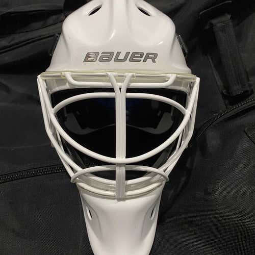 White Senior Bauer NME 8  Goalie Mask